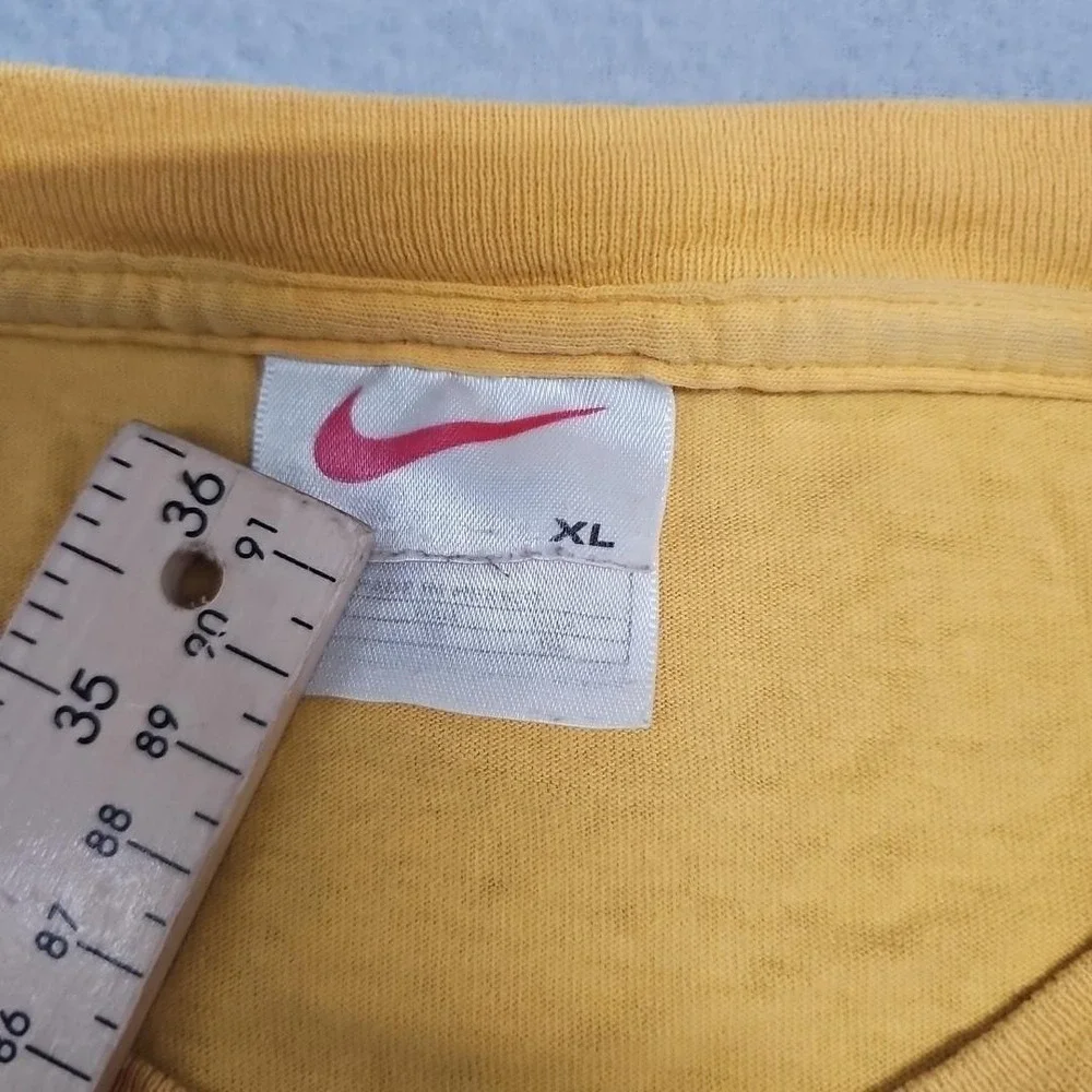 Vintage 90s Nike T Shirt Men's XL Yellow‎ Circled Cookie Swoosh Rare